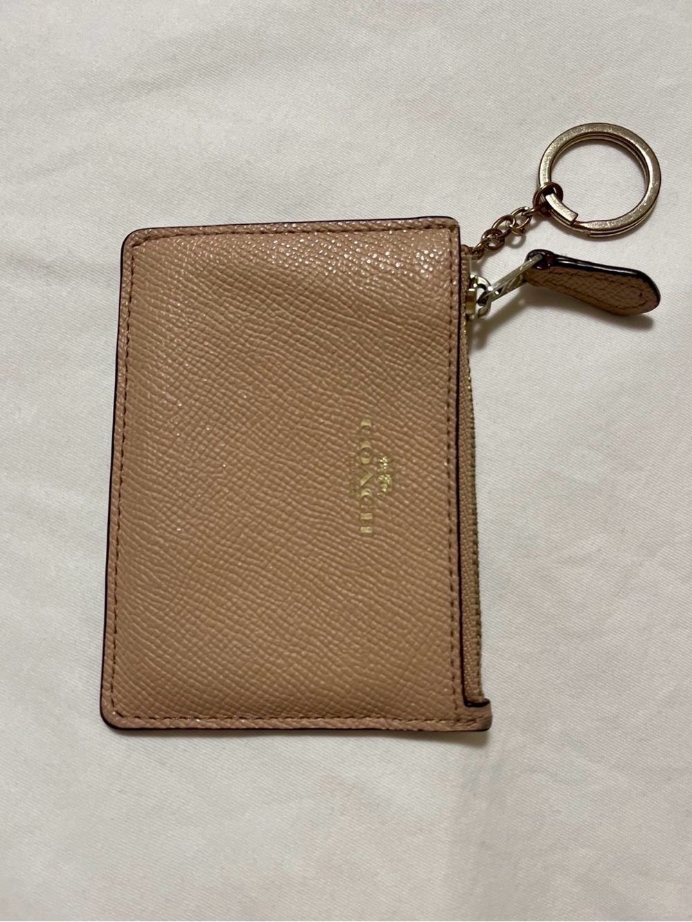 Coach Blush Pink Leather Card Holder with Key Ring
